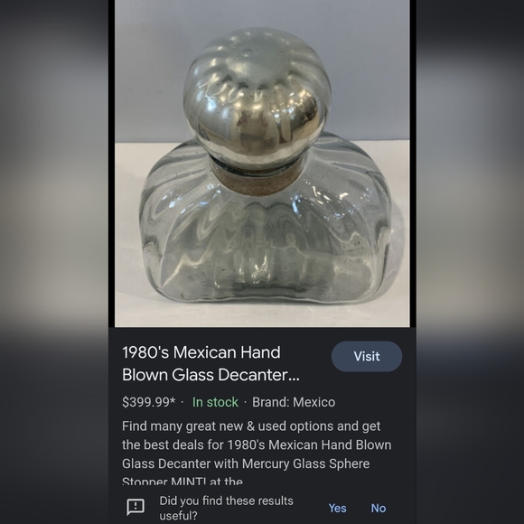 Vintage decanter w/mercury glass top - Picture 10 of 11